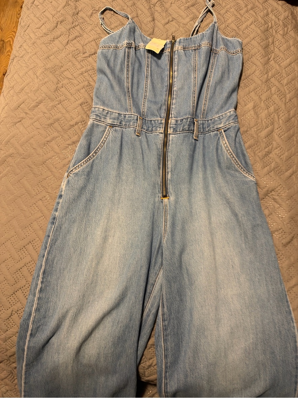 Levi's Light Blue Denim Zip-Front Overalls